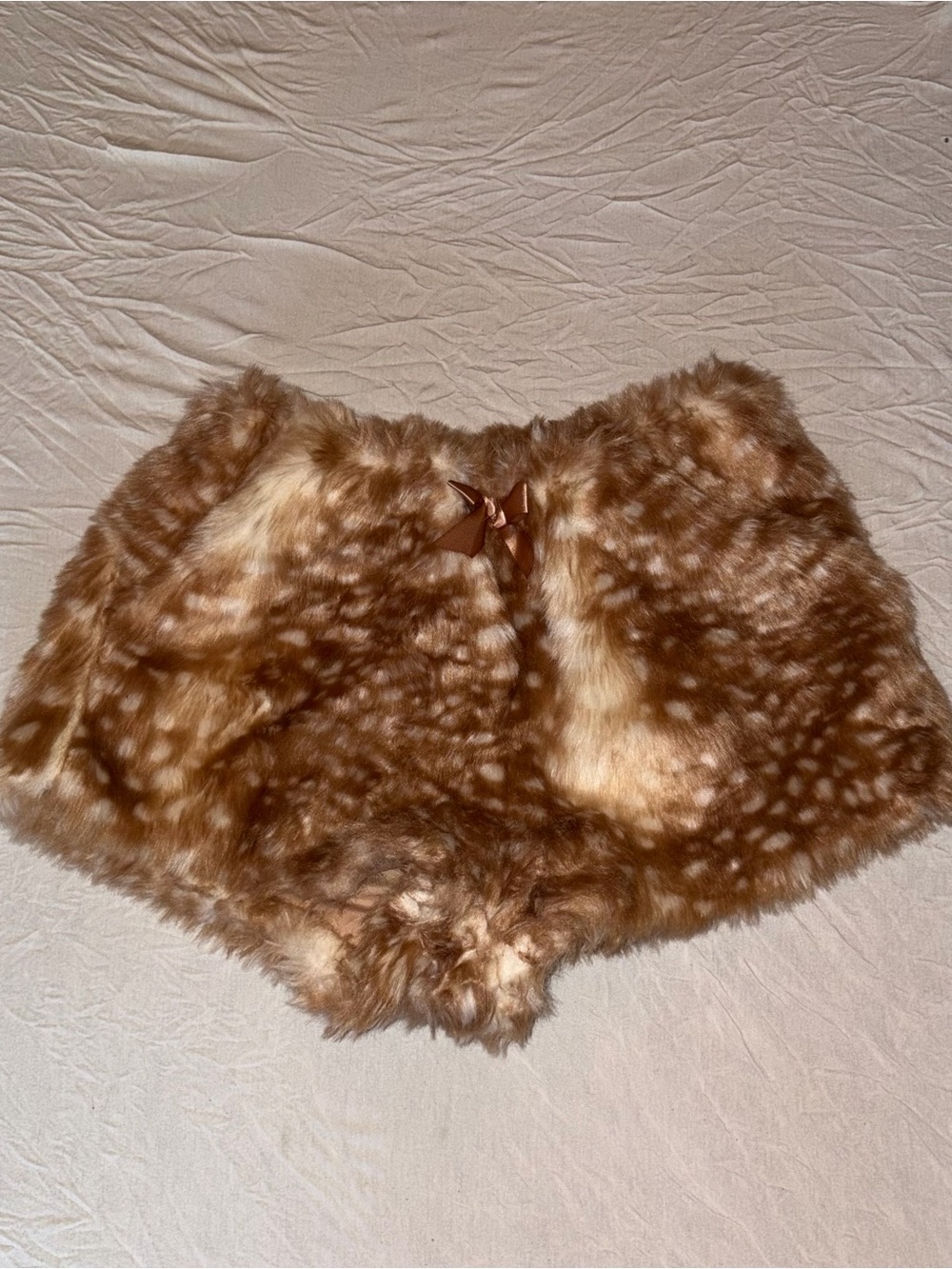 Faux fur deer print shorts